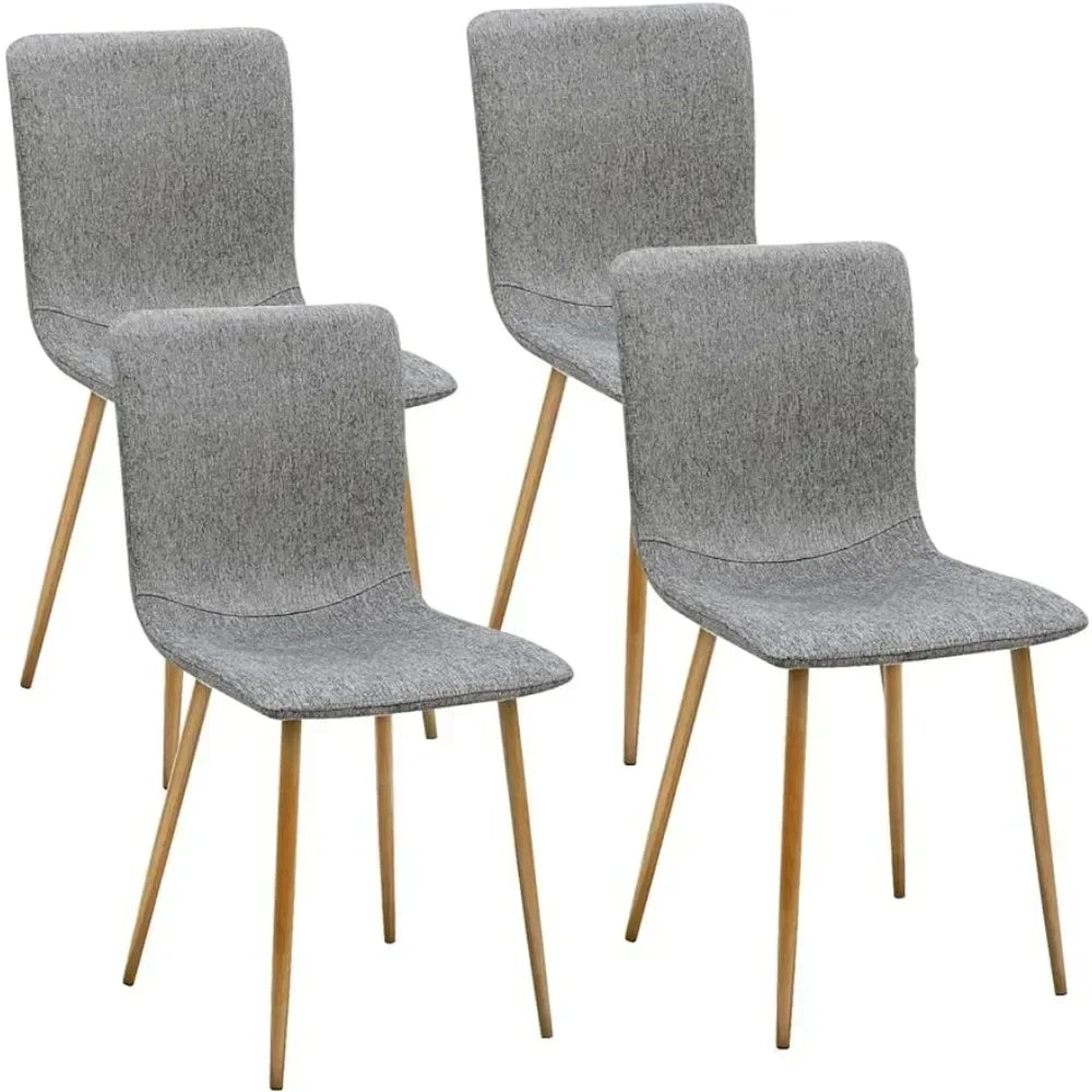 Dining Chairs Set of 4 Comfy Side Seating with Fabric Cushion and Sturdy Oak Legs for Kitchen Living Waiting Room, Light Grey