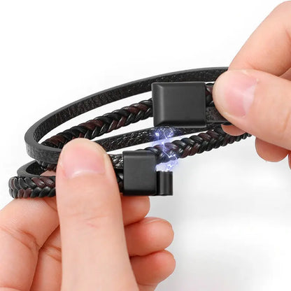 Fashion Magnetic Buckle Leather Bracelets for Men