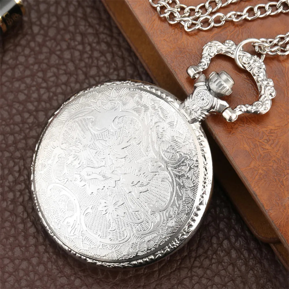 Vintage Retro Bronze Hollow Train Locomotive Steampunk Quartz Pocket Watch Women Men Necklace Pendant with Chain Birthday Gift