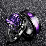 Fashion Couple Rings Romantic Women Heart Purple.