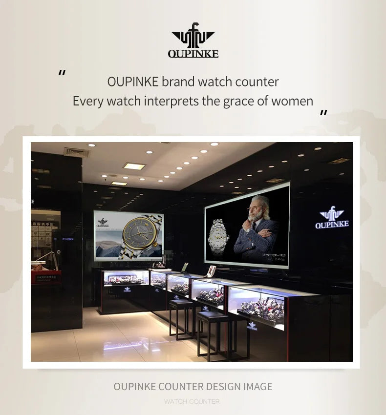 OUPINKE 3171 Women Watch Top Original Luxury Brand Automatic Mechanical Watch Waterproof  Date week Watches For Women Freebie