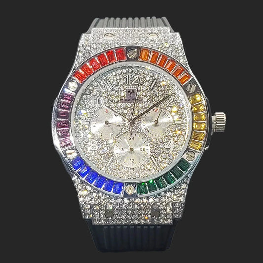 Luxury Men's Rainbow Diamond Sport Watch.