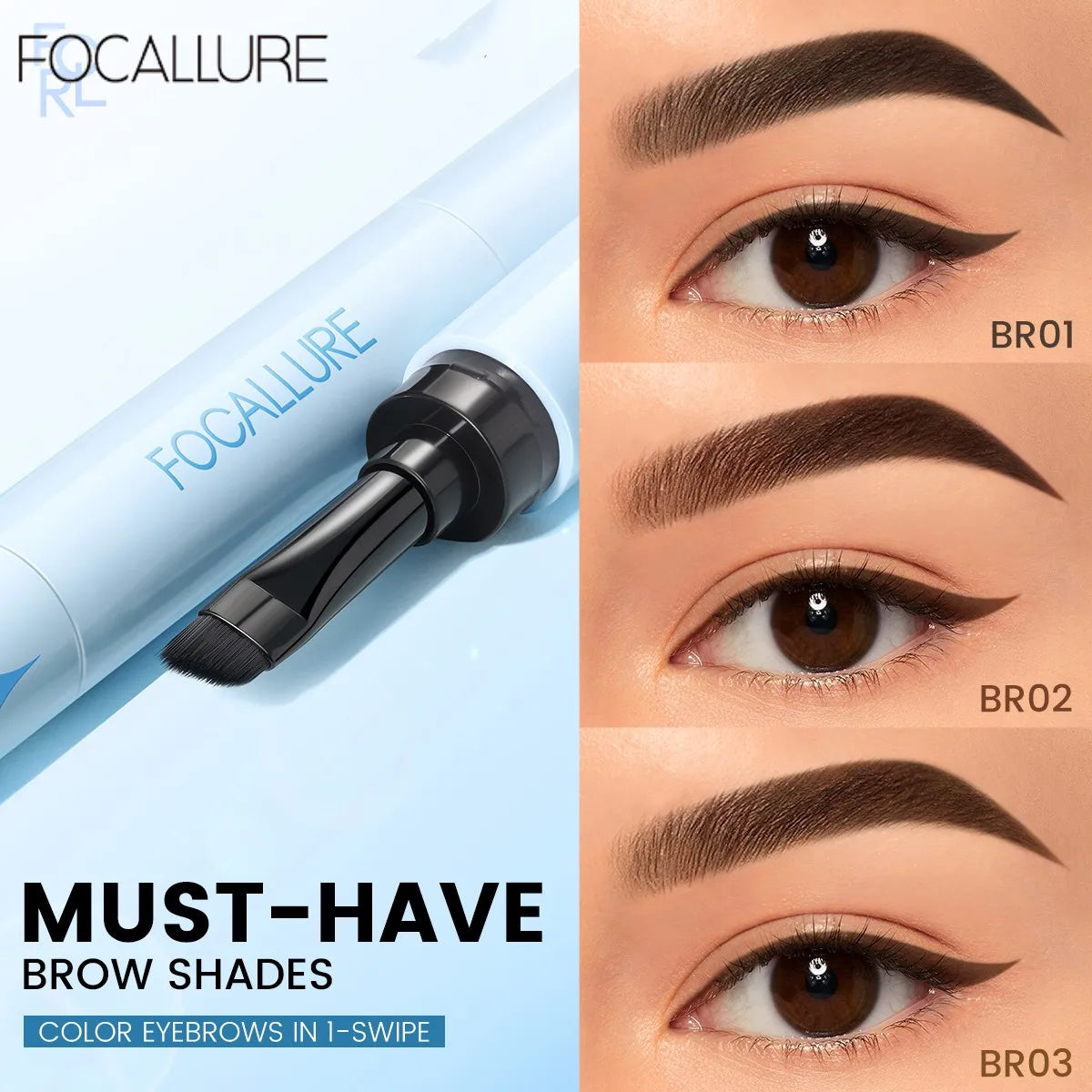 FOCALLURE Waterproof Eyebrow Cream Eyeliner Pencil 2 In 1 Long-lasting Soft Smooth Eyebrow Enhancer Gel Makeup Cosmetics