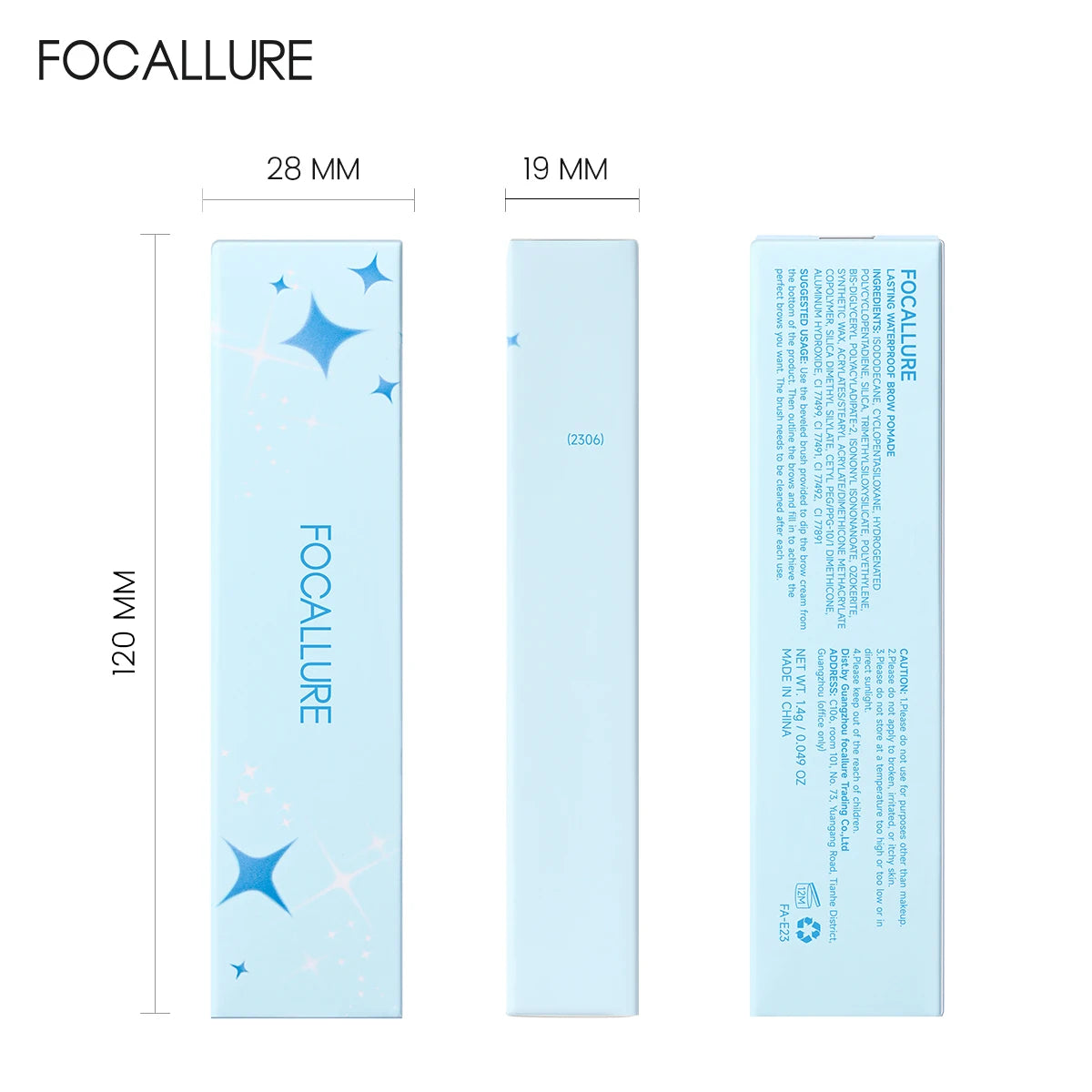 FOCALLURE Waterproof Eyebrow Cream Eyeliner Pencil 2 In 1 Long-lasting Soft Smooth Eyebrow Enhancer Gel Makeup Cosmetics