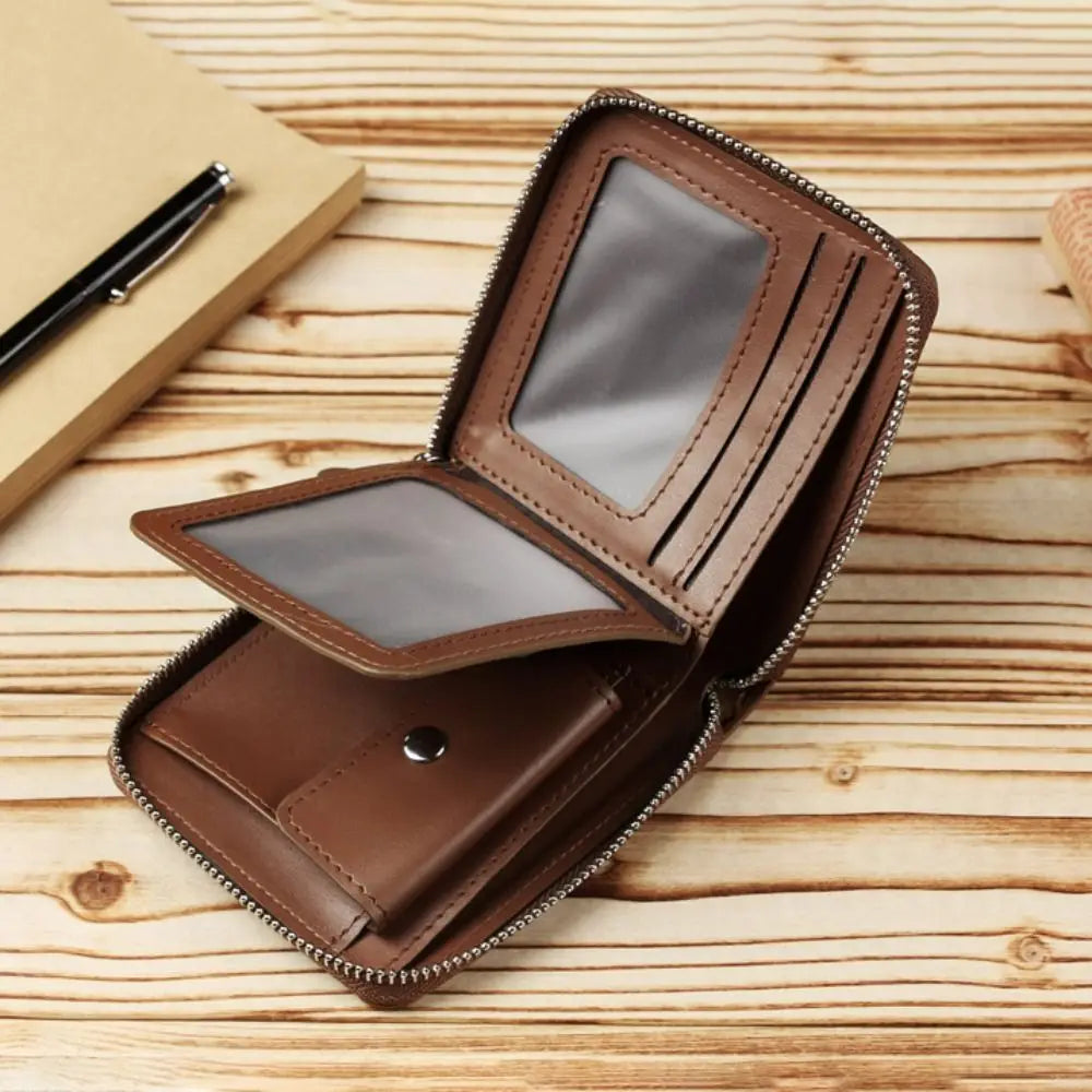 Vintage PU Leather Large Capacity Clutch Bag Men's Wallet Short Wallets Card Holder