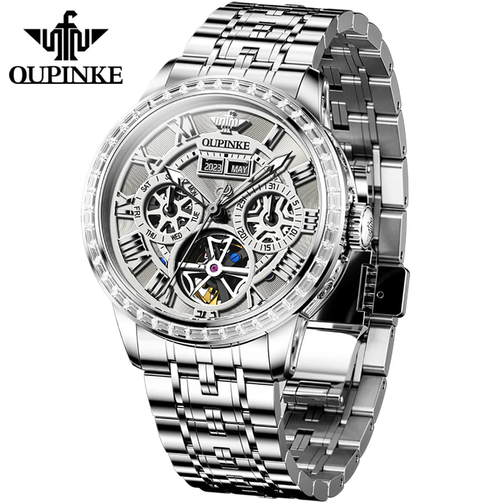 OUPINKE Skeleton Mechanical Watch for Men.