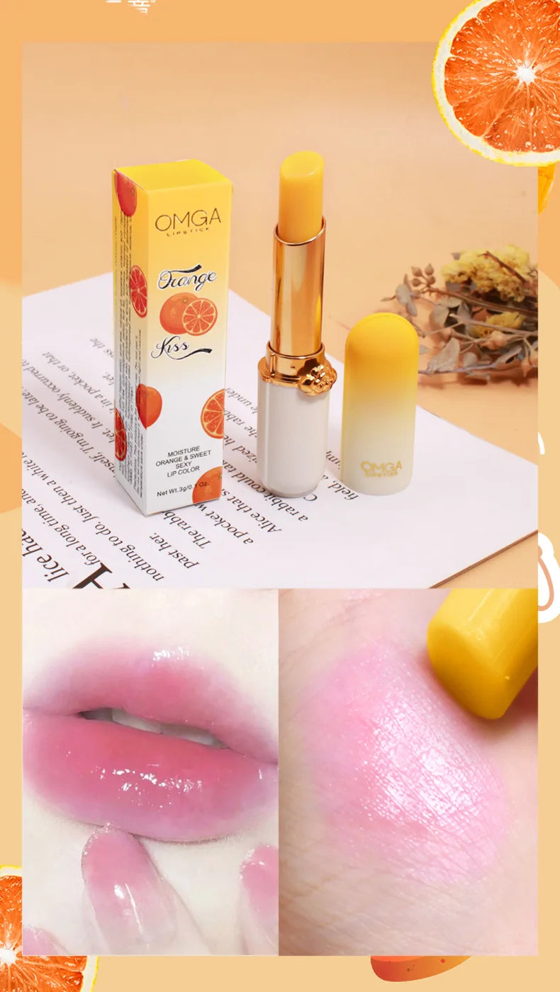 Peach Color Lip Balm Crystal Temperature Change Lipstick Girl Moisturizing LongLasting Lip Gloss Makeup Lip Care Repair Cosmetic