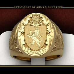 Ring men trends 2024 Crown Lion Shield Badge Ring 18k Yellow Gold Color Royal Seal Men's Ring for party gift for boy