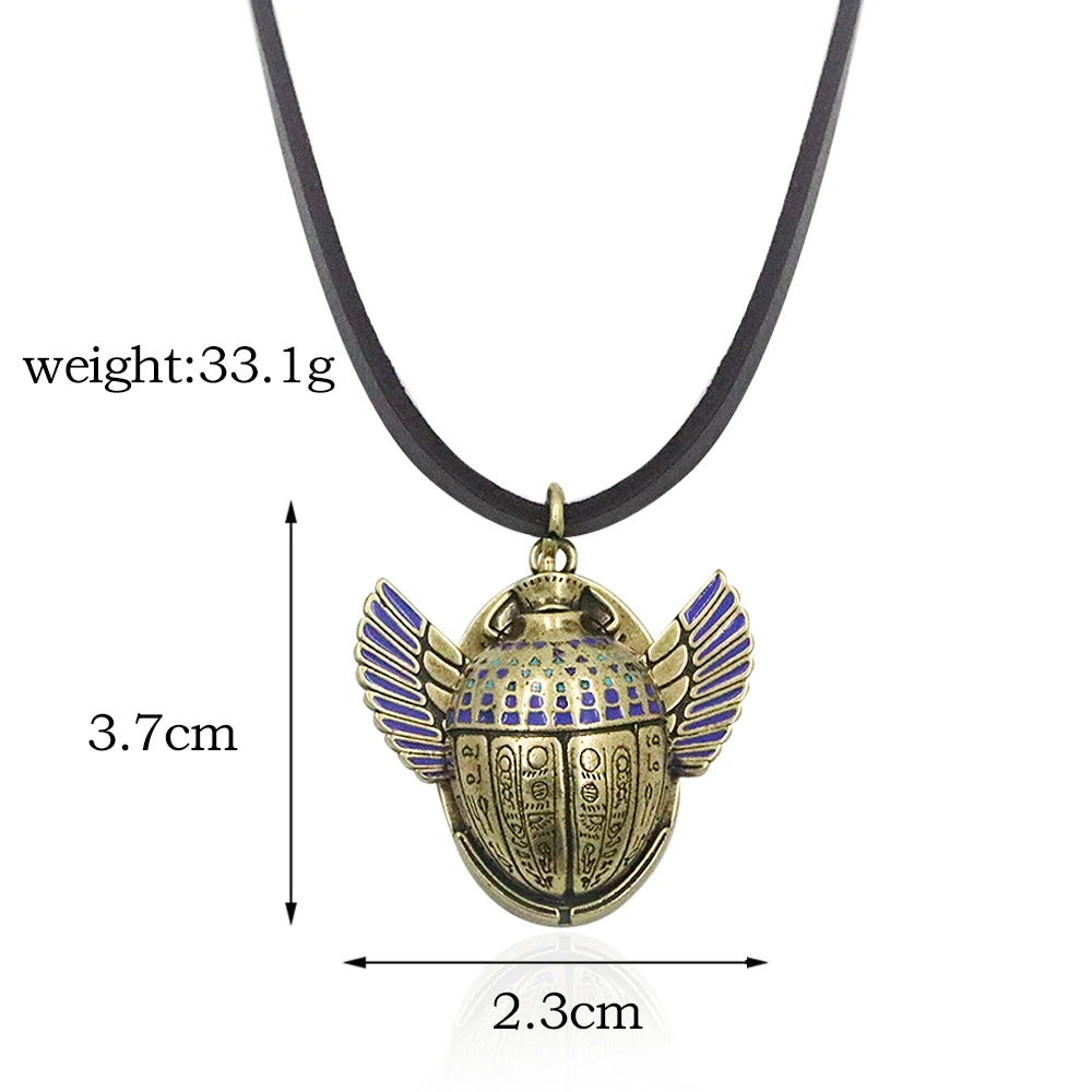 Moon Knight The Scarab Necklace Marc Spector Compass Moving Wings Ancient Egypt Amulet Necklaces Fans Cosplay Jewelry