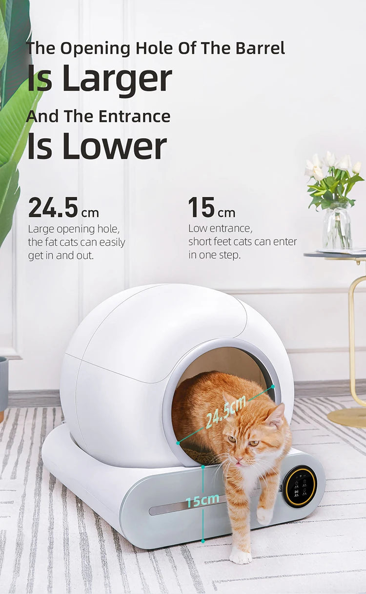 LMZOE Automatic Cat Litter Box Self Cleaning 65L Extra Large Capacity Cleaning APP for  Odor Removal Anti Pinch Kitty Litter Box