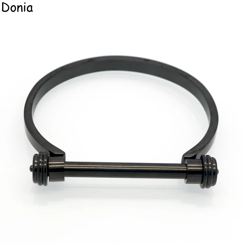 Donia jewelry European and American fashion stainless steel dumbbell titanium steel C-shaped screw bracelet punk bracelet