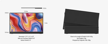 Bimawen 13.3inch OLED Portable Monitor with FHD Screen Response Time 1ms 10bit 100% DCI-P3 Monitor W/Adaptive Sunc Game HoR Mode