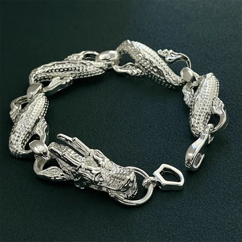 Silver Bracelet White Dragon Classic Men's Fashion