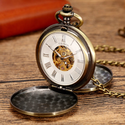 Steam Train Mechanical Pocket Watch Men.