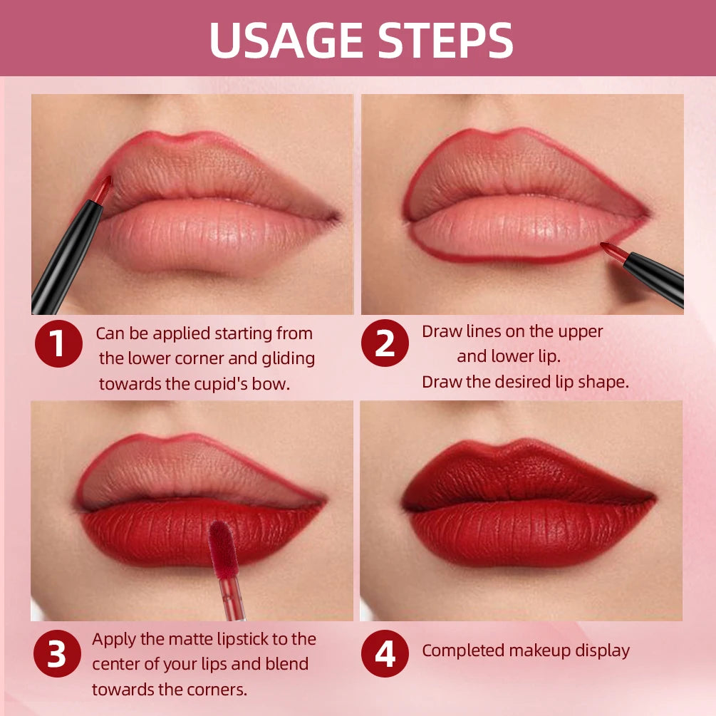 6 Colors Double-end Lip Gloss Waterproof Lipstick.