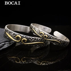 New S999  Silver Retro Personalized Love You For Ten Thousand Years Tight Band Curse Auspicious Cloud Bracele couple gift