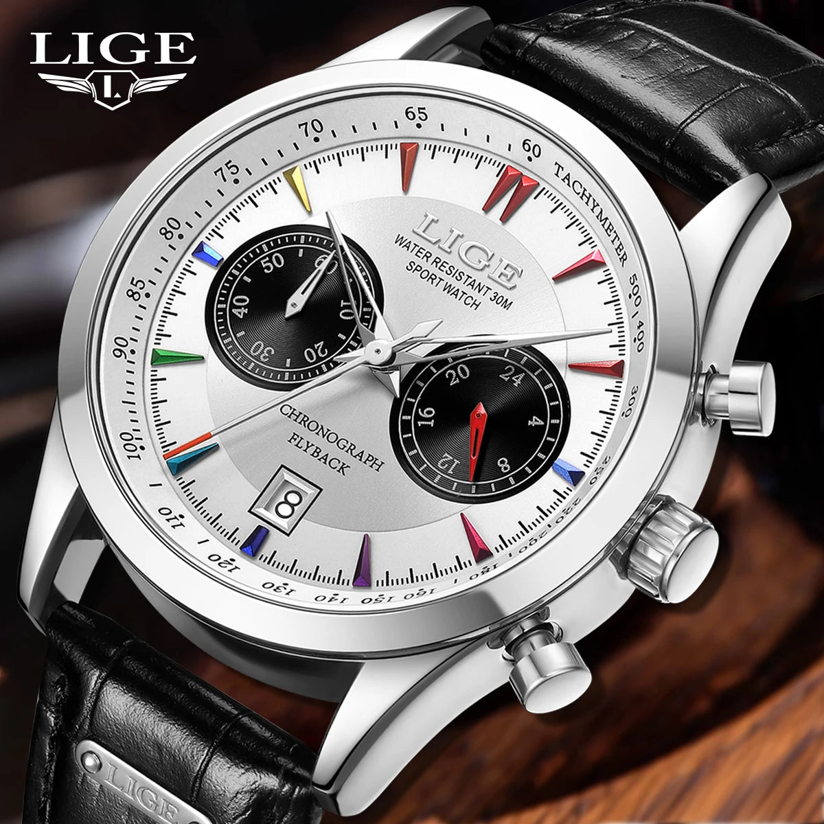 New Mens Watches LIGE Top Brand Luxury Leather