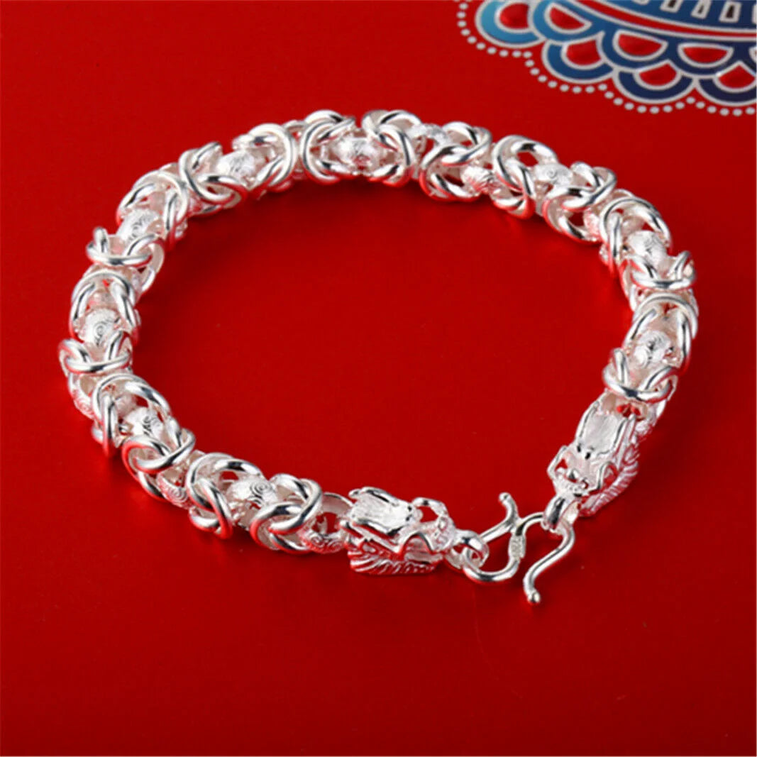 Pure Silver Bracelets Women Men Personality