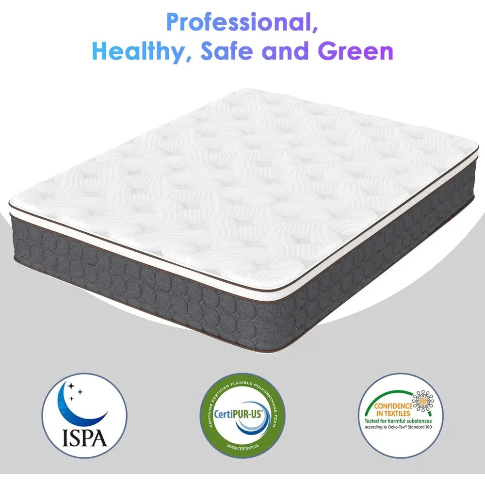 Queen Mattresses,Hybrid Queen Size Mattress,Queen Bed Mattress with Memory Foam and Pocket Spring correct your sleeping posture.