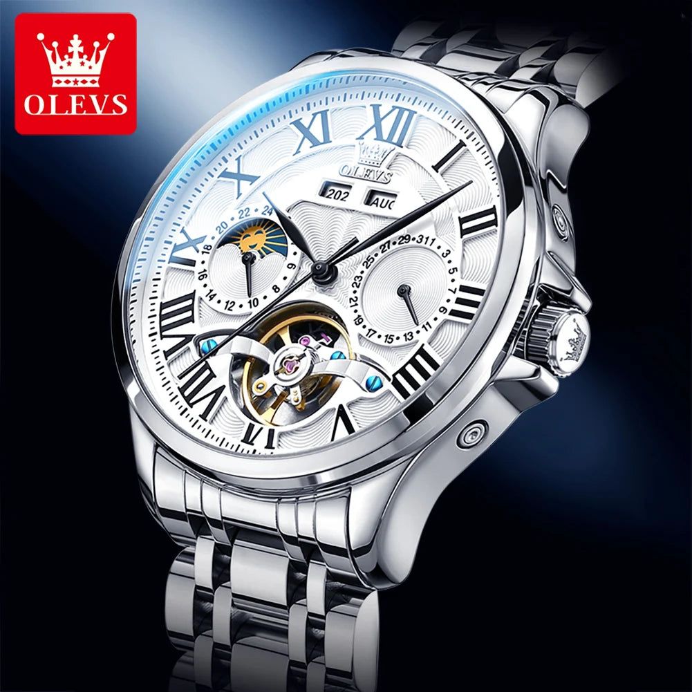 OLEVS Original Fashion Men's Watches Multifunctional Waterproof Moon .