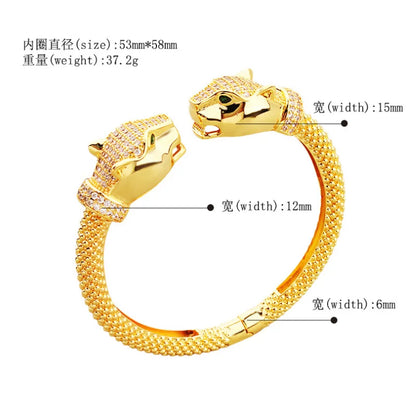 Donia Jewelry New Fashion Double Leopard Titanium Micro-Inlaid AAA Zircon Luxury Retro Open Bracelet.