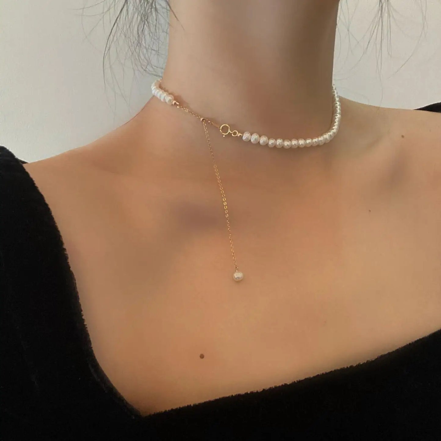 6MM Natural Freshwater Pearl Choker Necklace.