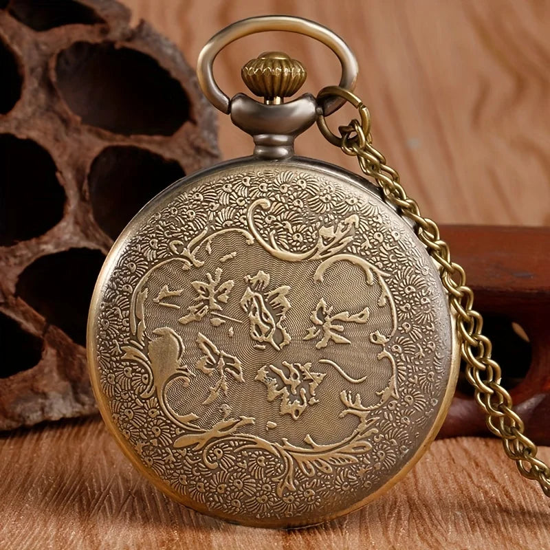 Vintage Bronze Hollow Design Little Prince Necklace Pendant Pocket Watch