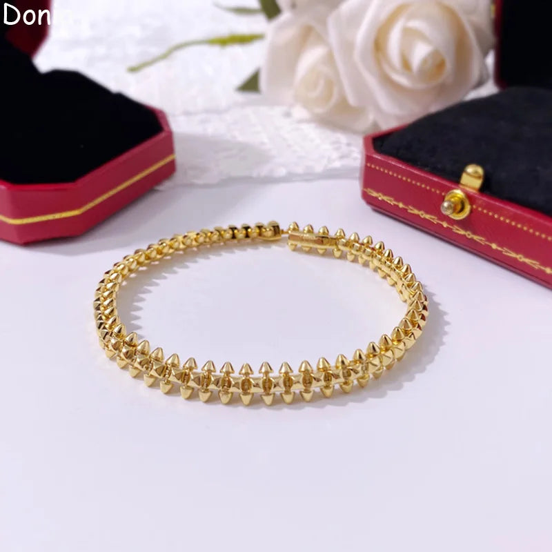 Donia jewelry new European and American fashion retro glossy rivet open bracelet palace luxury jewelry bracelet