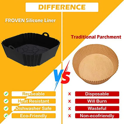 Silicone air fryer tray, Air fryer pot with handle, Reusable silicone tray, Eco-friendly air fryer accessory, Non-stick air fryer tray, Food-grade silicone pot, Easy-clean air fryer basket, Kitchen silicone gadget, Air fryer replacement tray, Heat-resistant air fryer pot, Dishwasher safe air fryer accessory, Silicone cooking tray, Air fryer bakeware, Silicone food container, Cooking tool for air fryer,