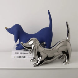 Nordic Luxury Doberman Ceramic Statue Electroplating Home Crafts Desktop Art Ornaments Desktop Porch TV Cabinet Soft Decorations