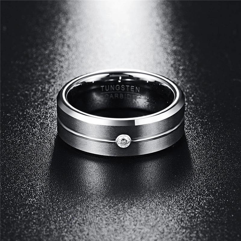 Tungsten Carbide Ring Classic Men Ring Faceted Wedding Bands Men&