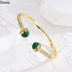 Donia jewelry new European and American fashion creative inlaid zircon emerald open bracelet palace luxury jewelry bracelet