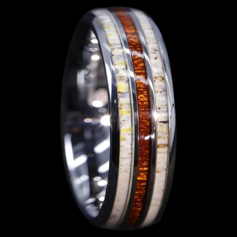 Trendy Wood Grain Stainless Steel Rings for Men Accessories Anniversary Party Gift Wedding Band Fashion Men Rings