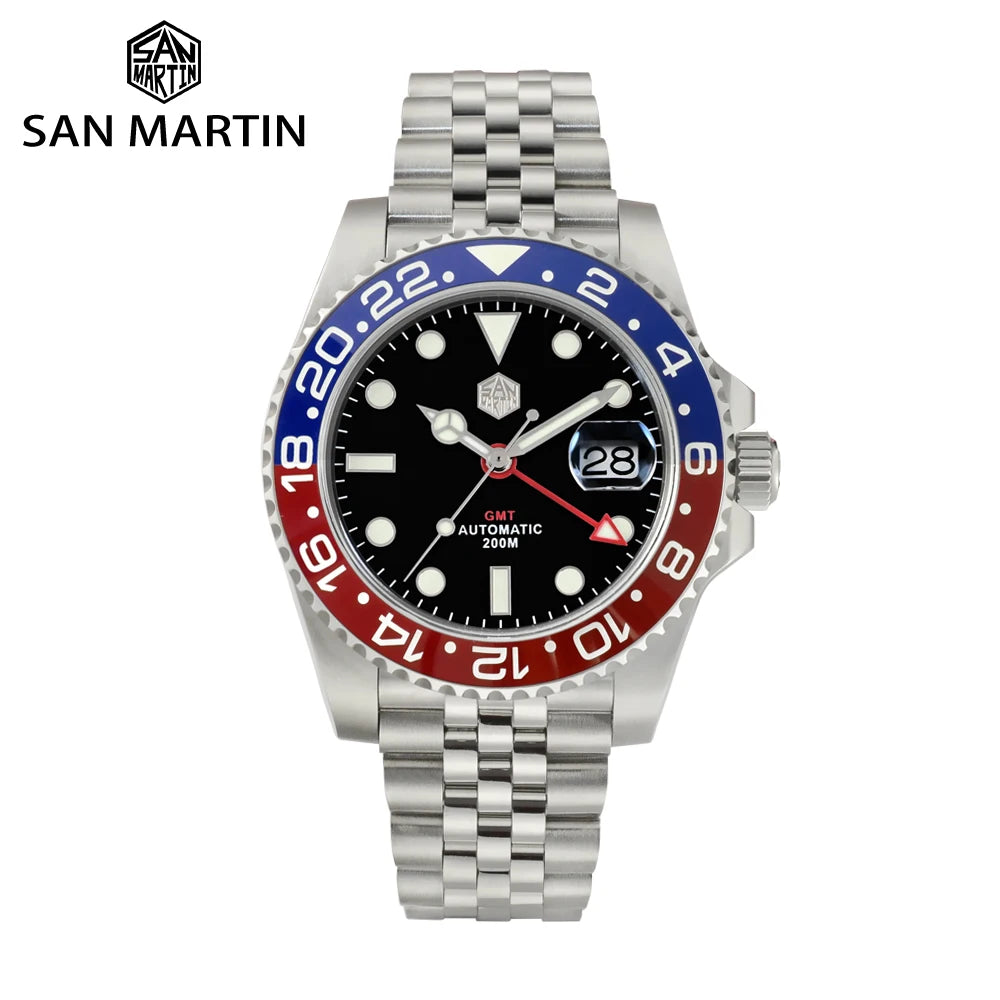 San Martin Men Automatic Mechanical Watch GMT.