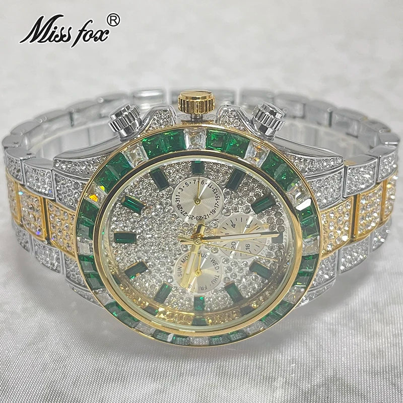 Luxury Brand MISSFOX Gold Watches Men.