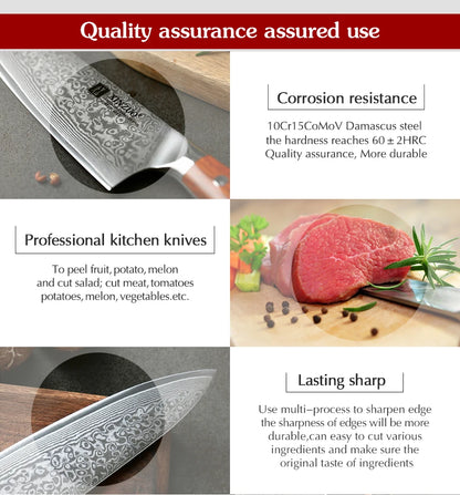 XINZUO 1-10 PCS Kitchen Knife 67 Layers Damascus Steel Chef Slicing Utility Paring Knife Steel Rosewood Handle Razor Sharp