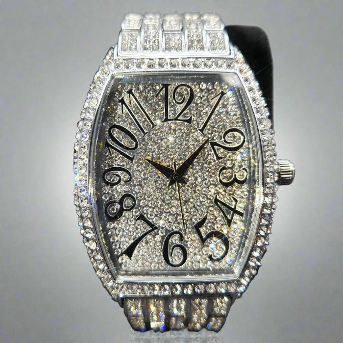 Full Diamond Silver Male Watch Original.