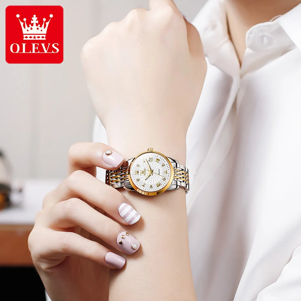 OLEVS 6630 Luxury Elegant Diamond Woman Watches Waterproof Mechanical Watch For Women Roman Scale Top Brand Ladies Hand Clock