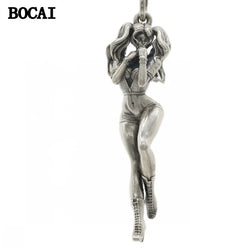 New S925 Silver Personality Retro Beauty Pendant Couple Gift