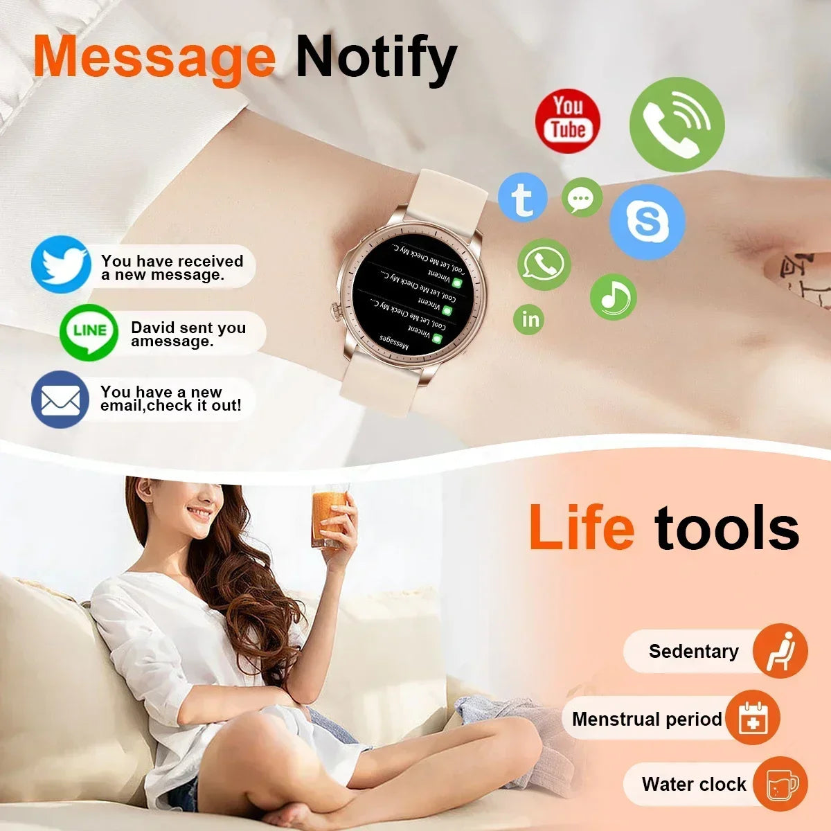 Fashionable Woman Smart Watch for Women