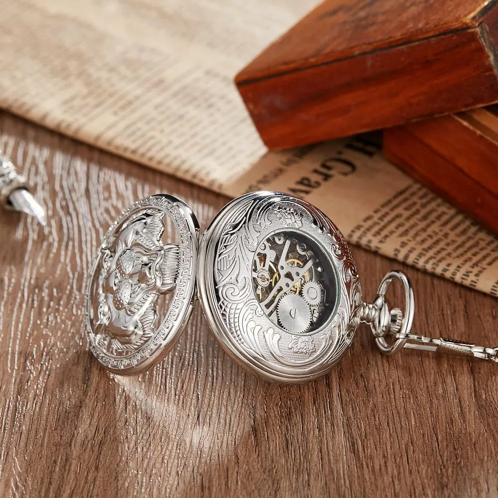 Lion Bear Love Dad Quartz Pocket Watch