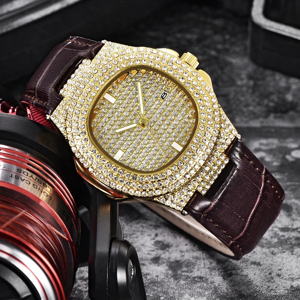 Diamond Brand Golden Watches For Men.