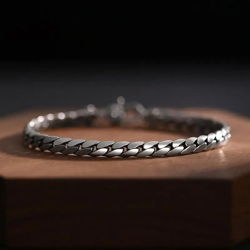 Silver Simple Hand Diamond Bracelet Men