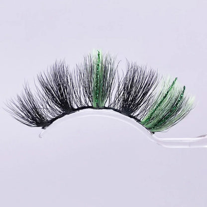 New glitter ombre Colored Lashes 20MM Mink Lashes Wholesale Dramatic Colorful Natural Eyelashes Extension Make up Fake Eyelashes