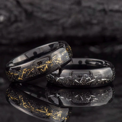 Fashionable Tungsten Carbide Meteorite Galaxy Ring.