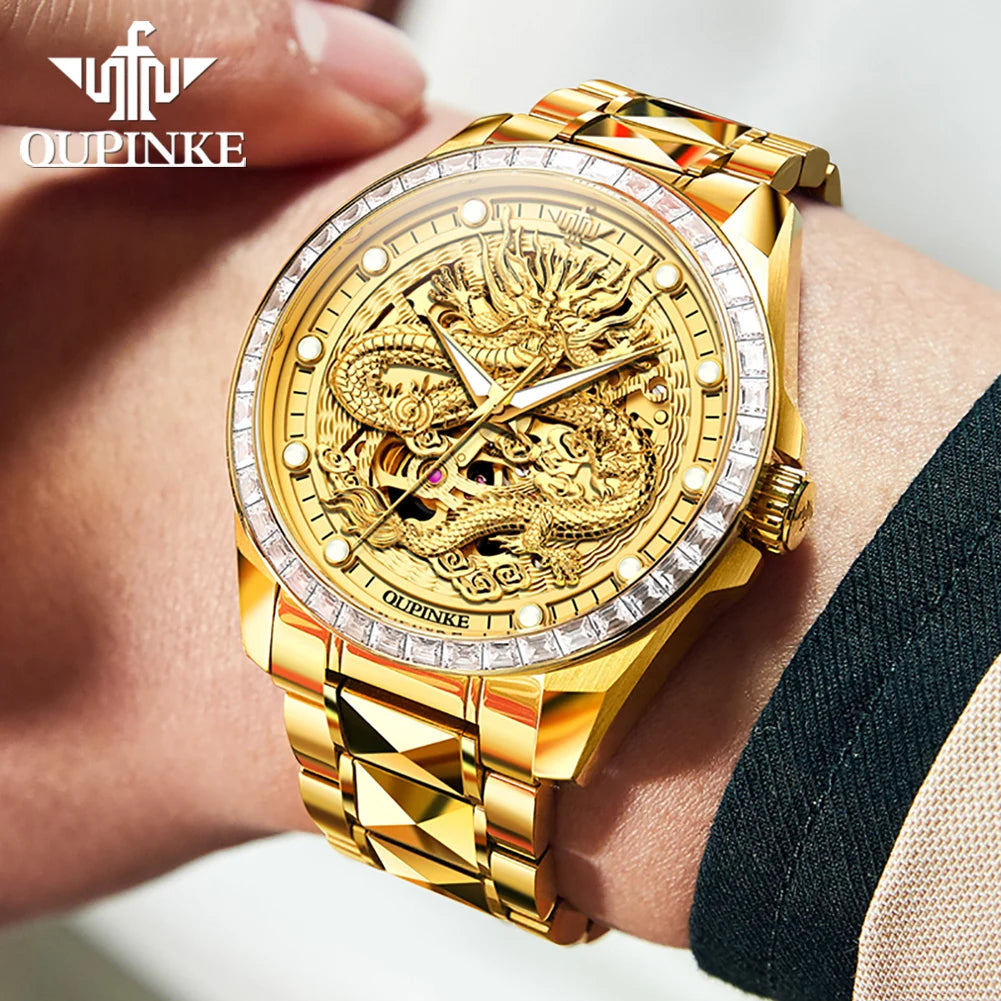 OUPINKE 3276 Golden Wristwatch for Men.