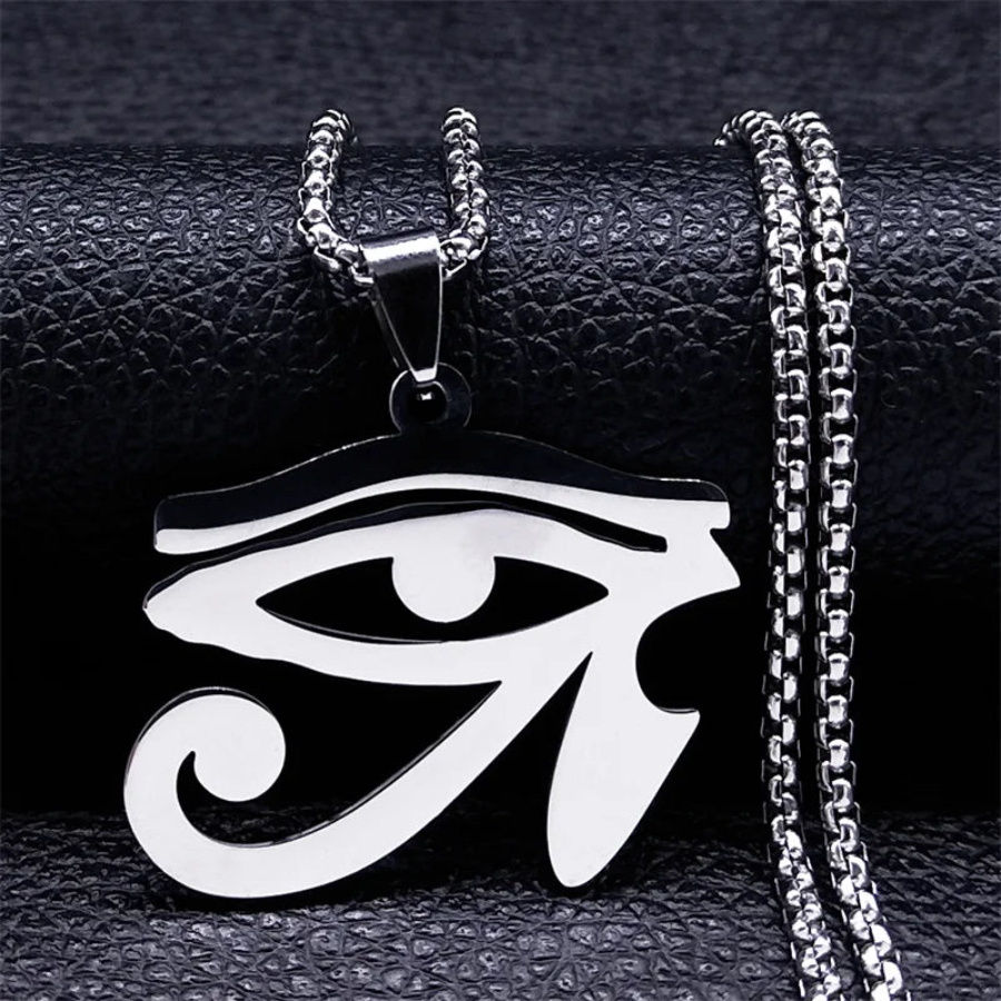 Stainless Steel Egyptian Eyes Chain Necklaces Men Statement Mythology Eye of Ra Horus Symbol Necklace Jewelry bijoux femme N4540