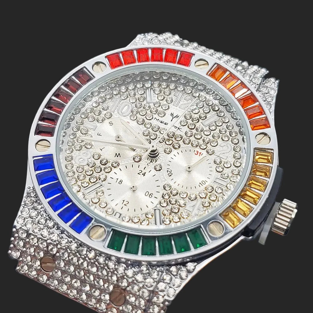 Luxury Men's Rainbow Diamond Sport Watch.