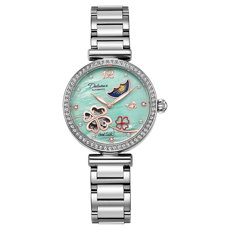 New Design Rotating Clover Automatic Mechanical Watches Women&