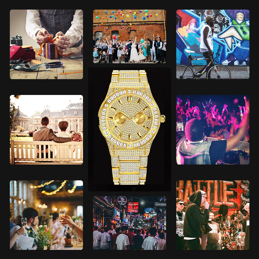 Men's Luxury Watches Gold Calendar.